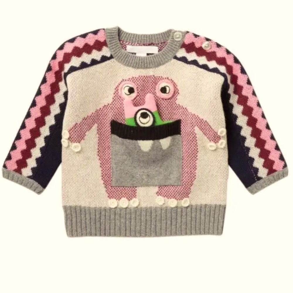 BURBERRY Kids Sweater Monster Bot Kids Cashmere NEW never worn Authentic
